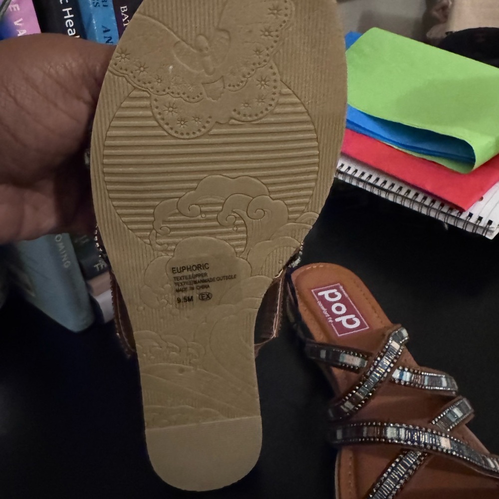 Pop Brown Rhinestone Sandals - Picture 8 of 13